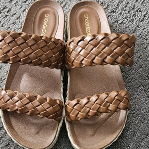 Shoe Dazzle Women's Brown Woven Sandals